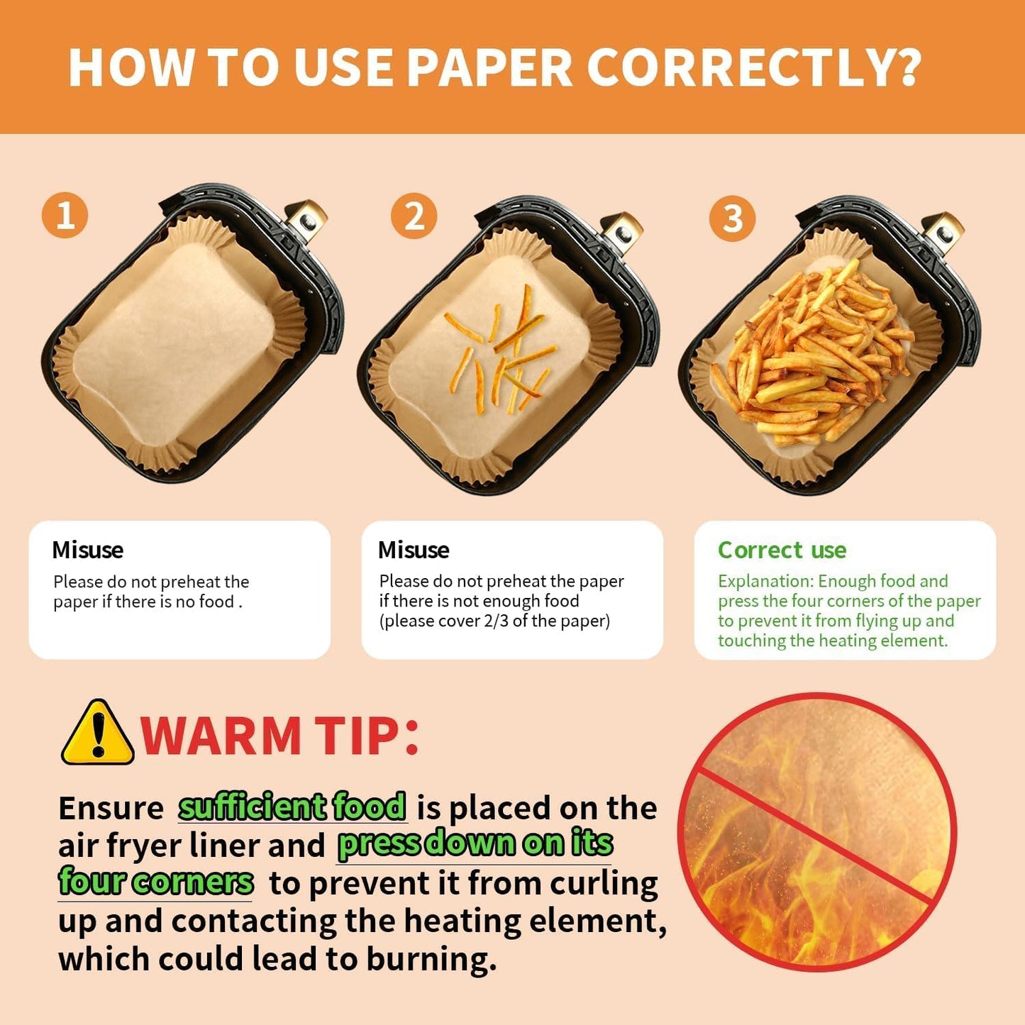 155PC Ninja Air Fryer Liners Disposable, Air Fryer Paper Liners for Ninja Air Fryer Dual, Airfryer Food Grade Accessories for AF300UK AF400UK, Salter, Other Dual Airfryer