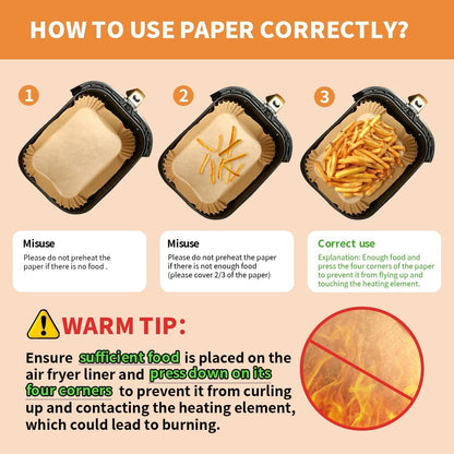 155PC Ninja Air Fryer Liners Disposable, Air Fryer Paper Liners for Ninja Air Fryer Dual, Airfryer Food Grade Accessories for AF300UK AF400UK, Salter, Other Dual Airfryer