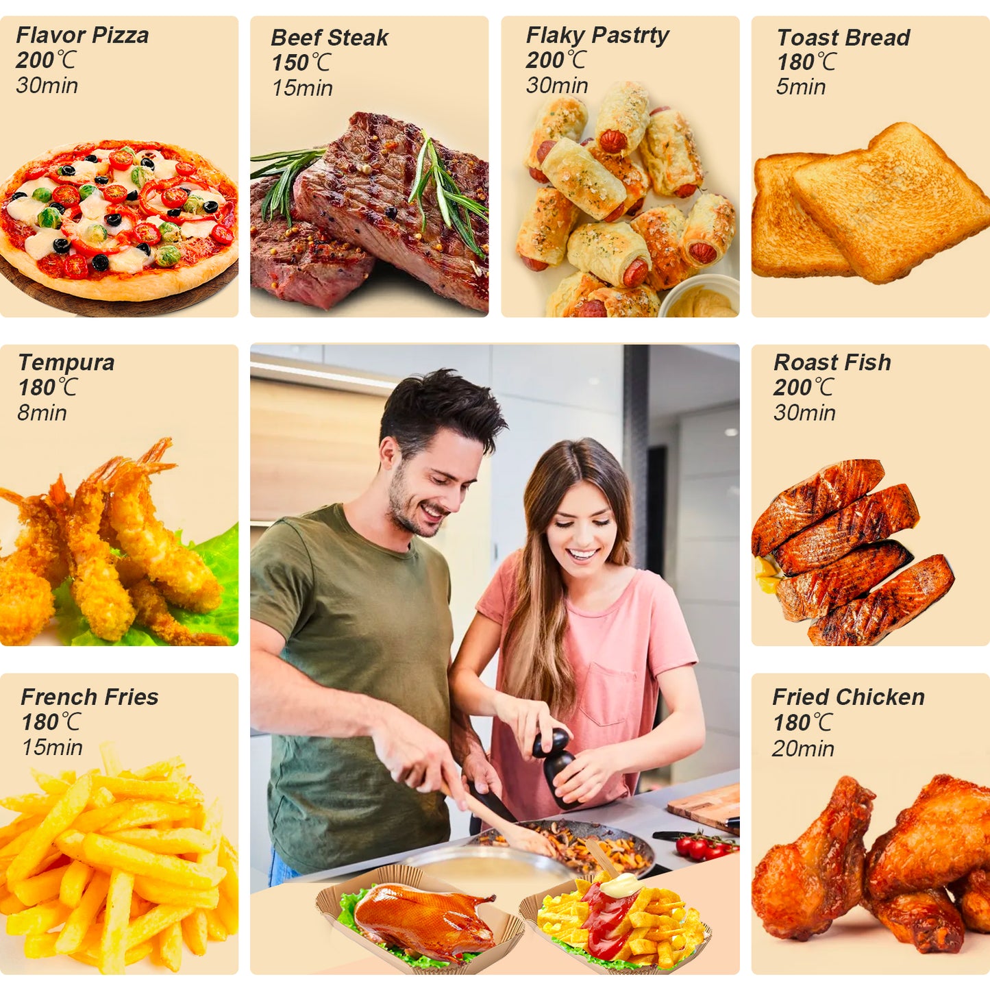 155PC Ninja Air Fryer Liners Disposable, Air Fryer Paper Liners for Ninja Air Fryer Dual, Airfryer Food Grade Accessories for AF300UK AF400UK, Salter, Other Dual Airfryer