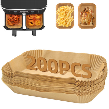 200PC Ninja Air Fryer Liners Disposable, Air Fryer Paper Liners for Ninja Air Fryer Dual, Airfryer Food Grade Accessories for AF300UK AF400UK, Salter, Other Dual Airfryer
