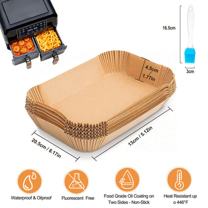 130PC Air Fryer Liners, FEEZOM Ninja Air Fryer Liners for Ninja Air Fryer Dual, Disposable Air Fryer Accessories Paper Liners for Ninja AF300UK AF400UK, Salter, Tower and Other Dual Zone Air Fryer