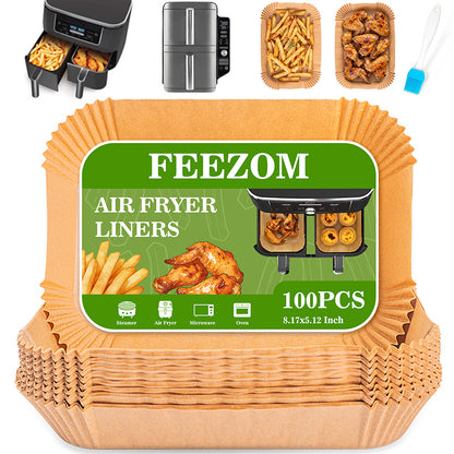 Air Fryer Liners Disposable for Ninja AF300UK AF400UK SL400UK, 100PC Air Fryer Paper Parchment Liners, Airfryer Accessories Compatible with Ninja, Keplin, Tower, Other Dual Zone Fryers