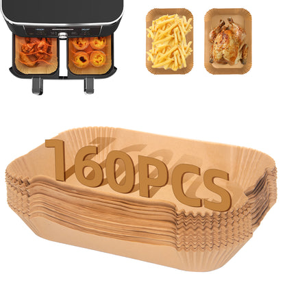 160PC Air Fryer Liners, FEEZOM Ninja Air Fryer Paper Liners for Ninja Air Fryer Dual, Disposable Air Fryer Accessories Liners for Ninja AF300UK AF400UK, Salter, Tower and Other Dual Zone Air Fryer